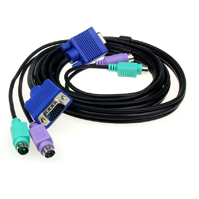 High Quality 1.5M 5FT USB VGA SVGA KVM 15 Pin Standard Switch Printer Ps2 Cable For PS/2 Keyboard Monitor Mouse
